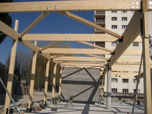 Structure bois réfectoire d'école